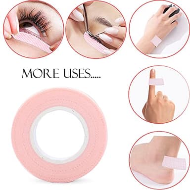 6 Rolls Eyelash Tape,Adhesive Fabric Eyelash Extension Tape,Breathable Micropore Fabric Tape for Eyelash Extension Supplies,9 m/10 Yard Each Roll (Pink) - Image 3