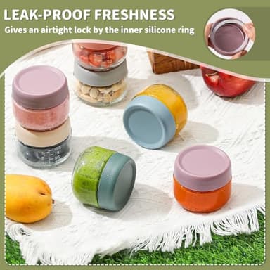 NETANY 6 Pack 4 oz Glass Baby jars with Airtight Lids, Glass Baby Food Storage Containers,Overnight Oats Containers with Lids | Microwave, Dishwasher & Freezer Safe | Includes 10 Labels - Image 3