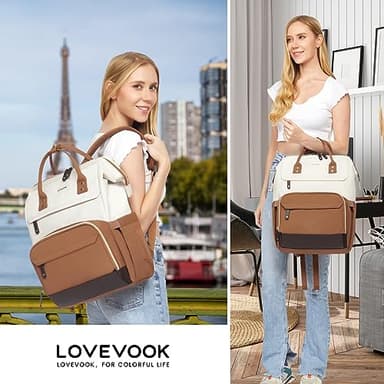 LOVEVOOK Laptop Backpack for Women, 15.6 Inch Work Business Backpacks Purse With Large Capacity, Waterproof Nurse Bag College Bookbag for School, Waterproof Casual Daypack for Travel - Image 6