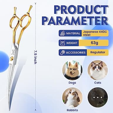 JASON 7.5 Inch Curved Scissors for Dog Grooming Professional Downward Curved Pet Face Trimming Shears with Symmetric Handle Sharp Comfortable - Image 3