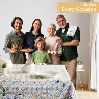 Maison d' Hermine Table Cloth Square Table 100% Cotton 54 x 54 Inches Tablecloth Reusable Decorative Everyday Use for Dining Room, Farmhouse, Home, Party, Festive & Wedding Spring Summer - Faience - Image 2