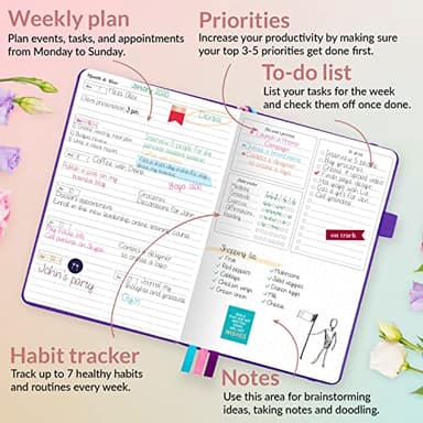 GoGirl Planner and Organizer for Women – A5 Size Weekly Planner, Goals Journal & Agenda to Improve Time Management, Productivity & Live Happier. Undated – Start Anytime, Lasts 1 Year – Purple - Image 3