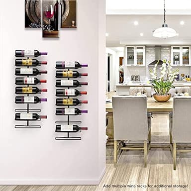 Sorbus Wall Mount Wine Rack 2-Pack – Holds 9 Bottles Each – Black Metal Wine Bottle Holders for Wall, Modern Wine Rack for Home Bar, Kitchen - Image 7