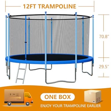 ALTLER 12FT 14FT Trampoline with Enclosure Recreational Trampolines with Ladder and AntiRust Coating, ASTM Approval Outdoor Kids - Image 2