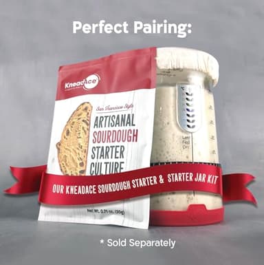 KNEADACE Pro Sourdough Bread Starter Kit - 34 oz Large Capacity Sourdough Starter Jar with 5 unique features for the perfect sour dough bread & sourdough starter kit - sourdough supplies (KA06) - Image 6