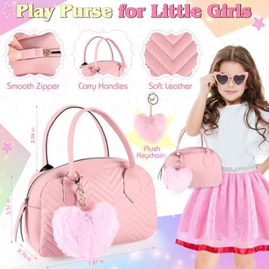 Play Purse for Little Girls Toddler, 35PCS Toddler Purse with Pretend Makeup for Kids, Girl Toys Princess Toy Includes Handbag, Phone, Kids Toy Purse Christmas Birthday Gift for Girls 3 4 5 6 7 8+ - Image 2