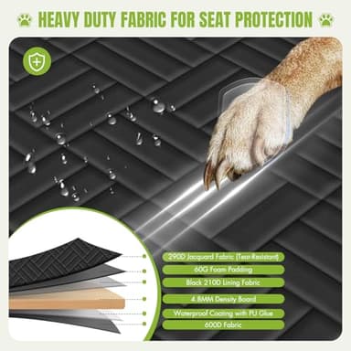 BIERPOER Dog Car Seat Cover for Back Seat - Hard Bottom Hammock Dogs Extender Seat Cover with Mesh Window & Pocket Waterproof Anti-Scratch Camping Travel Bed for Cars Trucks and SUVs - Image 7