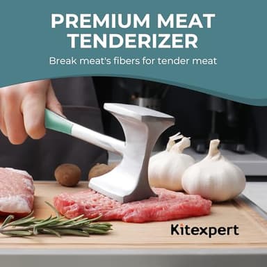 KITEXPERT Meat Tenderizer Hammer with Comfortable-Grip Handle, Dual-side Mallet for Kitchen, Heavy Duty Pounder For Tenderizing Steak, Beef and Fish, Mint Green - Image 2