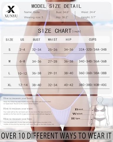 XUNYU Thong Bikini Sets for Women - Brazilian Micro String Bikinis Sexy Two Piece Swimsuit Triangle Top Halter Bathing Suits - Image 6