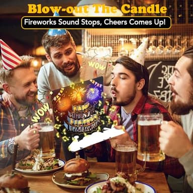 Omgpeike Musical Birthday Card, Pop up 3D LIGHTS & SOUND Firework Happy Birthday (Purple) - Image 2