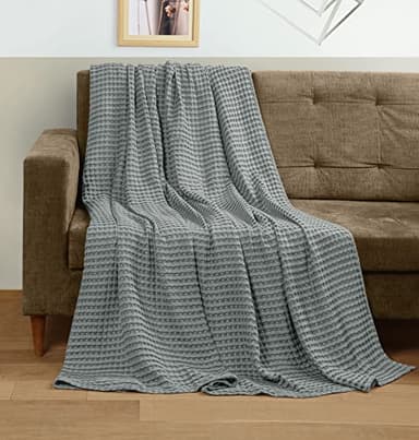 Utopia Bedding Cool Grey 100% Cotton Waffle Blanket 300 GSM [Twin - 90x72 Inch] Soft Lightweight Breathable Bed Blanket for All Season - Image 4