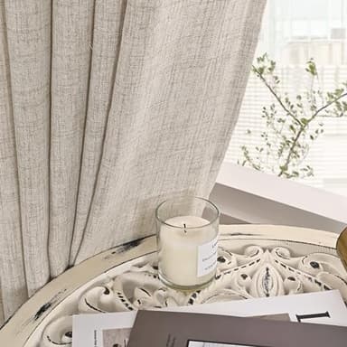 YoungsTex Natural Linen Curtains 90 Inches Long for Living Room Back Tab Textured Light Filtering Window Drapes with Ring Clips for Bedroom Dining Room, 52 X 90 Inch, 2 Panels - Image 9
