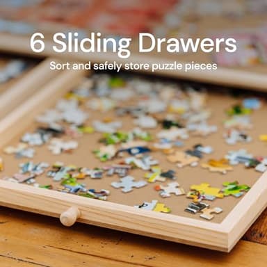 PlayVibe 1500 Piece Puzzle Board with Drawers and Cover - Jigsaw Solve Station - Portable Puzzle Table with Drawers, Tray & Accessories - Raised Edges to Prevent Slipping - Image 5