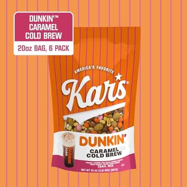 Kar’s Nuts Dunkin’ Caramel Cold Brew Mixed Nuts – Sweet Candy-Coated Nuts Mix, 20oz Resealable Pouch (Pack of 6) – Trail Mix Sweet Snacks for Adults & Kids - Image 2