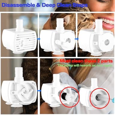 Homtyler Cat Water Fountain, Stainless Steel Inside Ultra-Quiet Pump, 2L/67oz Automatic Dog Dispenser Water Bowl, Multiple Pets Water Fountain - Image 4