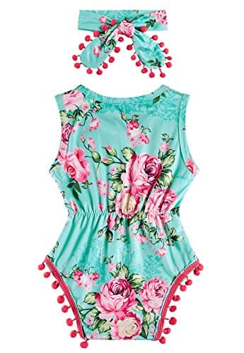BFUSTYLE Pink Floral Rompers for Baby Girls Niece Kids Elastic Slim Fit Playsuit Fall Autumn Street Party Flower Jumpsuit 6-12 Months - Image 2