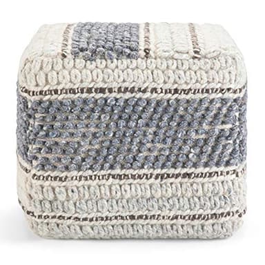 SIMPLIHOME Grady Boho Square Pouf in Blue, Natural Handloom Woven for the Living Room, Bedroom and Kids Room - Image 10