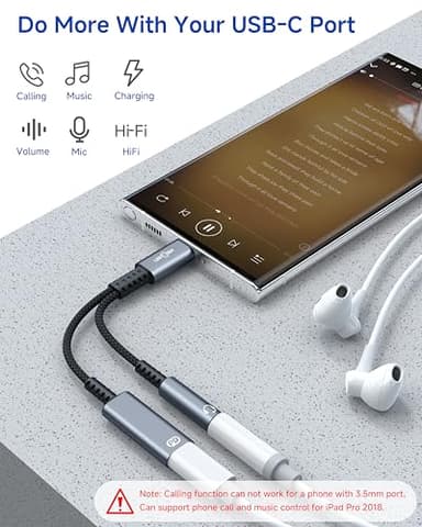LERTOSEN USB C to 3.5mm Headphone and Charger Adapter,2 in 1 USB C to Aux Audio Jack with PD Fast Charging Dongle Cable Cord for iPhone 17 16 15 Pro Max,Samsung Galaxy S25 S24 S23 Pixel Ultra,iPad Pro - Image 2