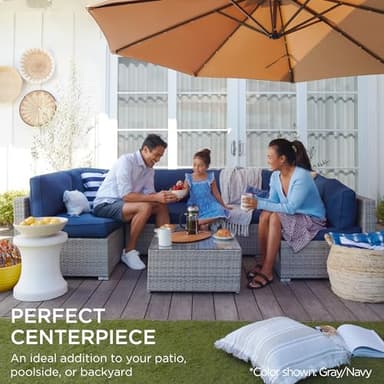 Best Choice Products 7-Piece Modular Outdoor Sectional Wicker Patio Conversation Set w/ 2 Pillows, Coffee Table, Cover Included - Taupe/Pistachio - Image 6