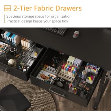 DLisiting Computer Desk with Fabric Drawers for Home Office Bedroom, 40 Inch Small Gaming Desk with 2 Drawers, Study Writing Table PC Desks, Black - Image 6