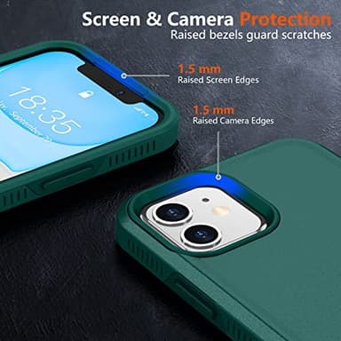 SPIDERCASE Shockproof for iPhone 11 Case,[10 FT Military Grade Drop Protection],with 2 pcs[Tempered Glass Screen Protector+Camera Lens Protector] Protective Phone Case,Midnight Green - Image 4