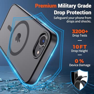 SUPFINE Magnetic for iPhone 16e Case (Compatible with MagSafe)(Military Grade Drop Protection) Slim Translucent Matte Shockproof with Anti-Fingerprint Phone Cover 2025,Black - Image 3