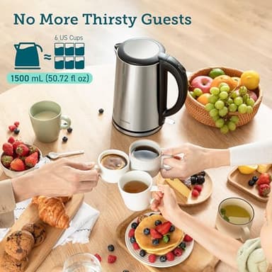 COSORI Electric Kettle, No Plastic Inner Lid, Filter and Spout, Double Wall Stainless Steel Keep Warm, Automatic Shut Off & Boil-Dry Protection, Durable Tea Kettle Boiler & Heater, 1.5L/1500W, Silver - Image 7