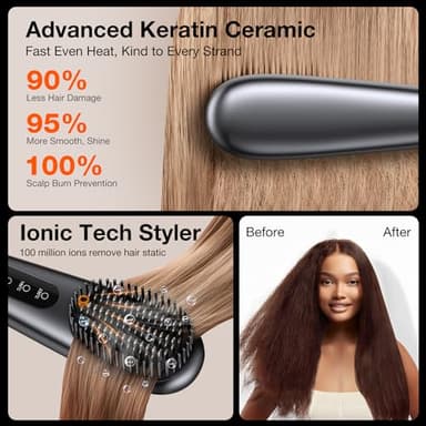 llano Portable Cordless Hair Straightener Brush, [2024 Upgraded] 6400 mAh USB Rechargeable, Lightweight Mini Portable Hair Straightening Comb for Travel/Home/Outdoor - Image 9