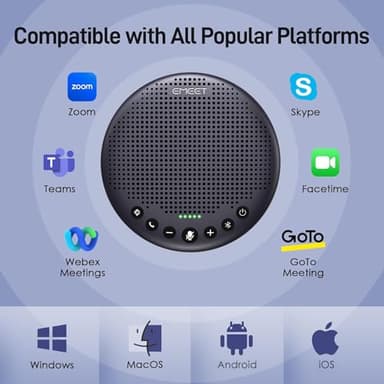 EMEET Conference Speaker and Microphone w/8 Mics, 360° Voice Pickup, Noise Reduction, Bluetooth/USB/Dongle Speakerphone for 10 People w/Daisy Chain for 18, Compatible w/Leading Platforms, 2025 Version - Image 9