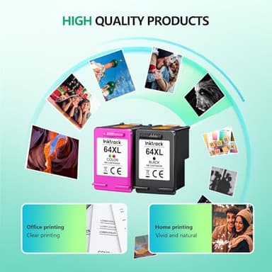 64XL Black/Tri-Color Ink Cartridges (2-Pack) for HP Ink 64 HP64 for HP 64XL Ink Cartridge Combo Pack Works with Envy Photo 6220 6230 6252 6255 7120 7155 7158 7855 7858 Tango Series Printer | X4D92AN - Image 5