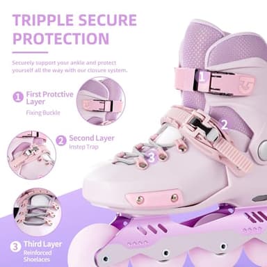 SWAY Adjustable Inline Skates for Kids, Teens and Adults, All Wheels Light Up High Performance Roller Skates for Boys and Girls Ideal for Roller Skate (Purple, Large-Youth & Adult（4-7 US）) - Image 3