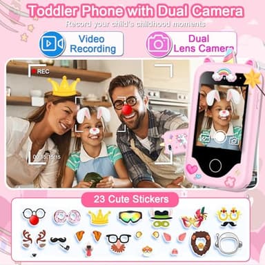 Kids Smart Phone for Girls Toys, Gifts for 3-10 Year Old Girl Boy Christmas Birthday Kids Toys, 2.8" Touchscreen Toddler Learning Cell Toy Phone with Dual Camera, Game, Music Player, 8GB Card Pink - Image 3
