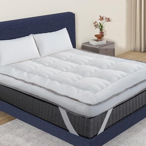 QUEEN ROSE Mattress Topper Queen, Extra Thick Pillow-Top Mattress Pad Bed Covers, Plush Soft Support, 3D Snow Down Alternative, Cooling Cloud-Like Sleep, Back Pain Relief - Image 1