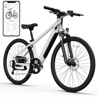TST Electric Bike for Adults, with 750 W(Peak) Motor, Speed Can Reach 25 mph, 36V/300WH Battery, Max Travel 40 Miles, Equipped with 26 * 1.95" Tyres, and 7-Speed Ebike(White) - Image 1