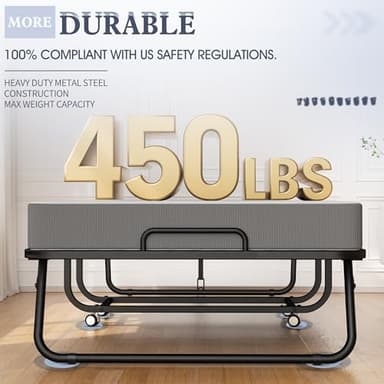 INTERGREAT Folding Bed, 75" x 31"Cot Size Portable Folding Beds for Adults, Metal Foldable Bed on Wheels for Guest, Space Saving Roll Away Beds for Easy Storage - Image 7