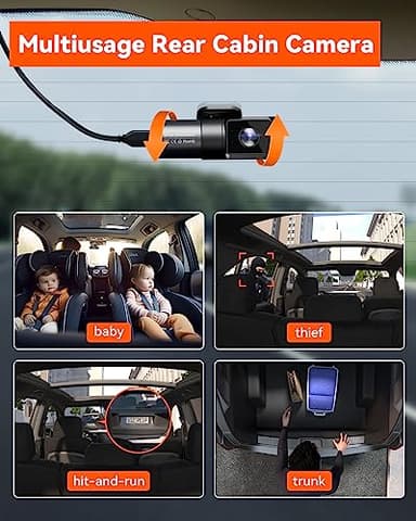 Vantrue N5 4 Channel WiFi 360° All Sides Dash Cam, STARVIS 2, IR Night Vision, 2.7K+1080P*3 Front Rear Inside Dashcam, Voice Control, GPS, 24 Hours Buffered Parking Mode Dash Camera, Support 512GB Max - Image 5