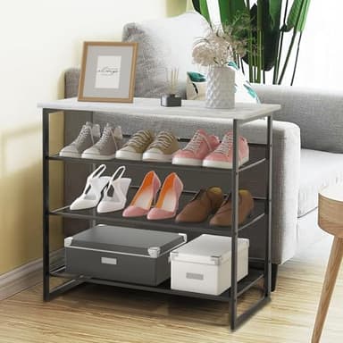 Garden 4 you 4 Tiers White Marble Shoe Rack,Freestanding Organizer Multi-Purpose Adjustable Flat and Slant Storage Rack Shoe Shelf, High Heels Potted Plant for Entryway Hallway Living Room Closet - Image 9