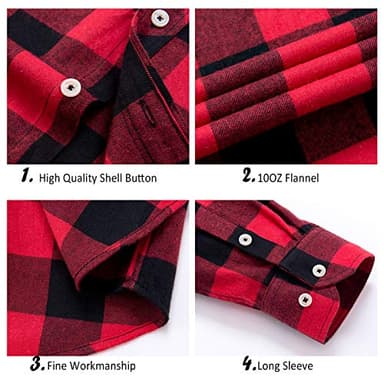 Alimens & Gentle Men's Button Down Regular Fit Long Sleeve Plaid Flannel Casual Shirts - Image 4