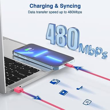 Apple MFi Certified USB Wall Charger - 10 FT Lightning Cable, 2 Ports Charging Plug Block Box for iPhone 12/11/XR/X/Xs/Xr/8/7/6/6s Plus/SE/5c/iPad - Pink - Image 7
