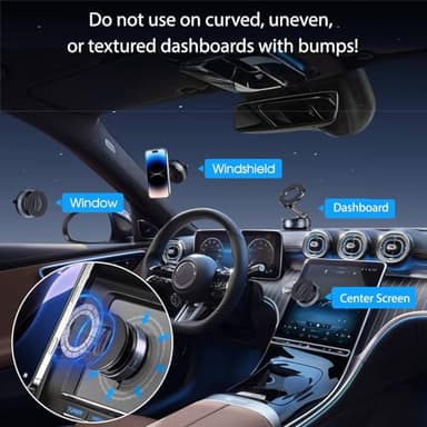 Jikasho Vacuum Magnetic Suction Phone Holder, Foldable and Retractable Hands-Free Suction Cup Phone Mount for Car/Gym/Mirror/Smooth Surface, Compatible with iPhone Android and All Smartphones (Black) - Image 2