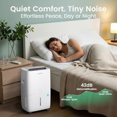 Waykar 80 Pints 2025 Energy Star Dehumidifier for Spaces up to 5,000 Sq. Ft for Basement and Home, Large Room with Drain Hose and 1.14 Gallons Water Tank - Image 4