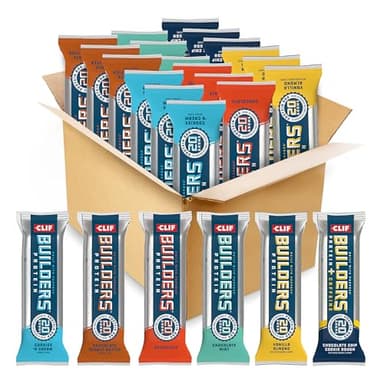 CLIF BUILDERS Protein Bars - Variety Pack - Six Flavors - 20g Plant Based Protein - Gluten Free - Non-GMO - Low Glycemic - No Artificial Sweeteners - 2.4 oz. (18 Count) - Image 1