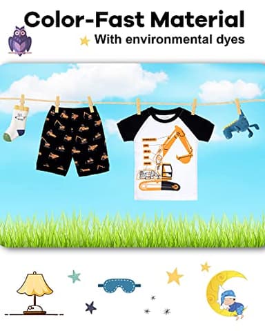 DAUGHTER QUEEN Boys Pajamas 18-24 Months Summer PJs Excavator Pj Sets Baby Toddler Cotton Short Sleeve Sleepwear Jammies Construction Clothes Outfits 18m/Mo, 24m/Mth - Image 7