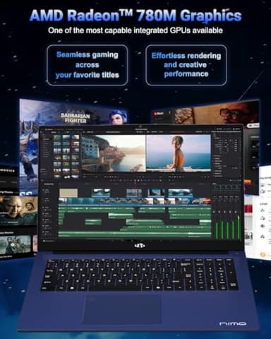 NIMO 17.3" IPS FHD-Gaming-Laptop, AMD Ryzen 7 8745HS 32GB DDR5 RAM 1TB SSD (8C/16T, up to 4.9GHz) Radeon 780M Graphics Business Computer with 100W Type-C Backlit Keyboard, Fingerprint USB-C 4.0 - Image 3