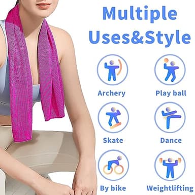 CADONO 4 Pack Cooling Towel (40"x12"), Soft Breathable Chilly Towel, Ice Towel, Microfiber Towel for Yoga, Sport, Running, Workout,Gym, Camping, Fitness, Workout & More Activities(Multicolor) - Image 4