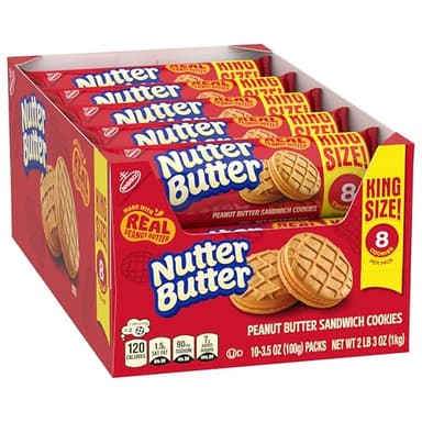 NUTTER BUTTER Peanut Butter Sandwich Cookies, King Size, 10-3.5 oz Snack Packs - Image 12