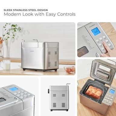 CUCKOO Bread Maker Machine with 15 Menu Options + 3 Crust Colors, 2 lbs Bread Machine with Automatic Fruit & Nut Dispenser, Includes 6 Accessories, Ideal Breadmaker for Sourdough (CBM-AAB101S) - Image 5