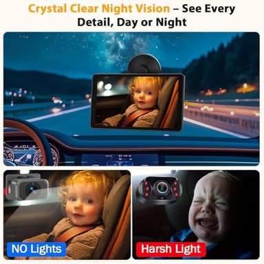 Baby Car Camera for 2 Kids - 7-Inch Split-Screen Monitor, Dual HD 1080P Cameras, Night Vision, 360° Rotatable, Easy Install Backseat Camera for Safety & Convenience - Perfect for Twins or Siblings - Image 7