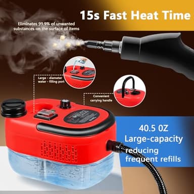 Handheld Steam Cleaner with 1200ml Large Water Tank & High Pressure - for Floors, Upholstery, Grout, Cars, Tiles, Windows, Kitchen - Image 3