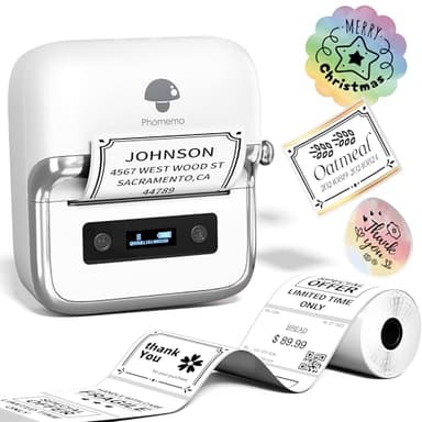 Phomemo M250 Label Maker Machine with Tape, 3 Inch Thermal Label Maker, 2025 Upgrade Portable Barcode Printer for Business, Home, Logo Label, Sticker Printer for Phones & PC, with 1 Roll Label - Image 1